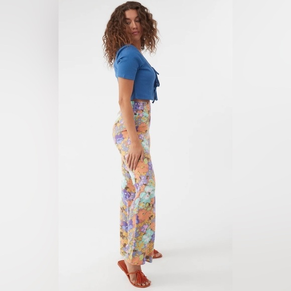 🔆O’Neill🔆 JOHNNY SAMI FLORAL BEACH PANTS WIDE LEG Elastic waist vacation - Picture 9 of 16